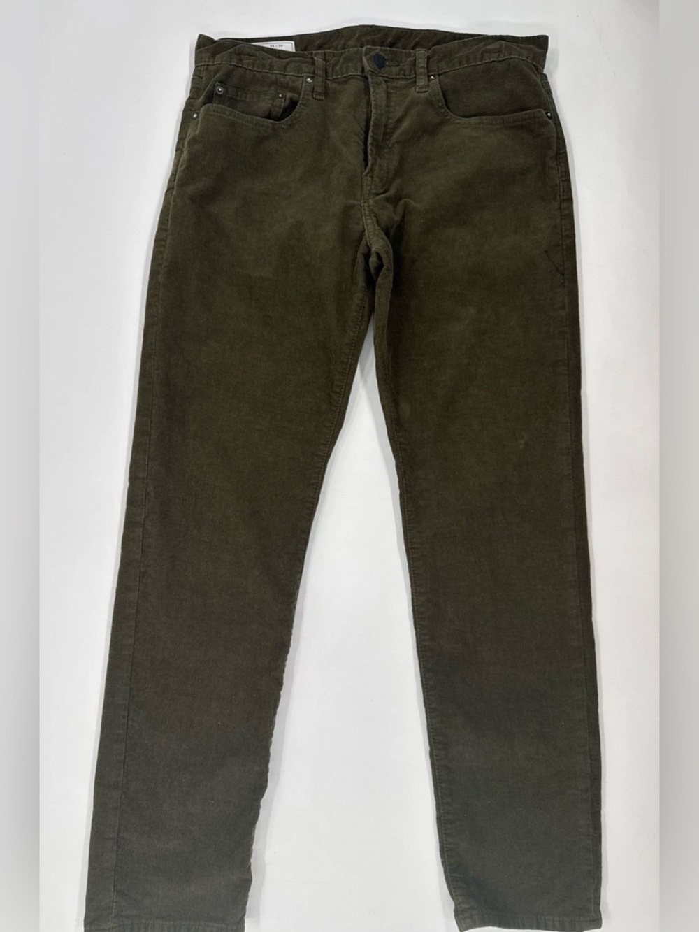 GAP Denim Mens Corduroy Pants 33x32 Green Slim Straight Preppy School Stretch